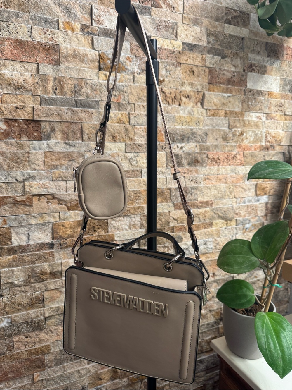 Steve Madden Taupe Crossbody Bag with Coin Pouch